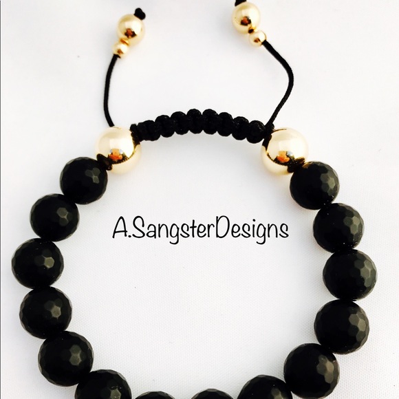 Men’s Black Onyx + 14K Gold Filled Bracelet (NWOT) - Picture 2 of 2